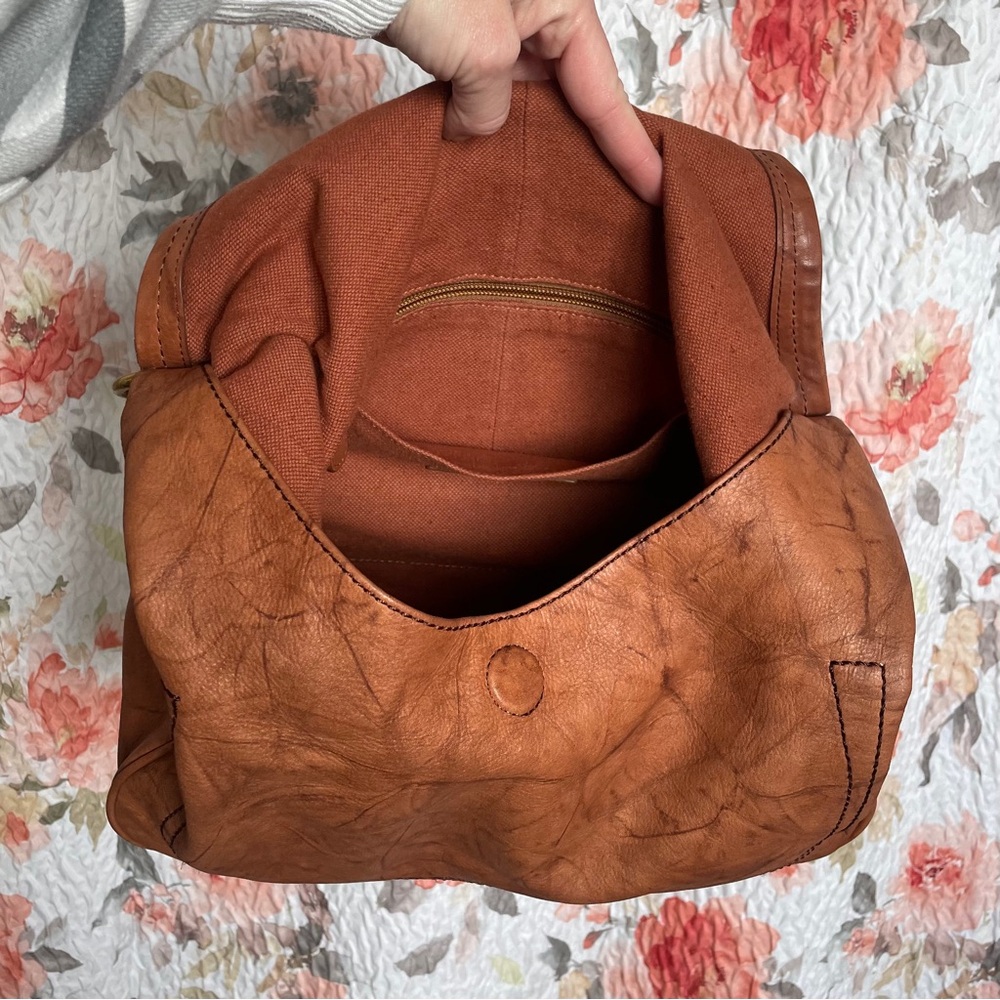 Frye Campus Rivet Hobo Leather Shoulder Bag in a Distressed Cognac Brown - Picture 7 of 14